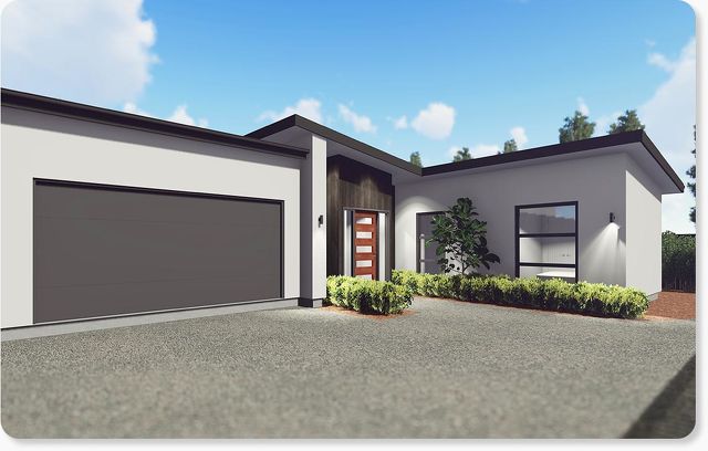 Exterior photo of newly built house with blue sky